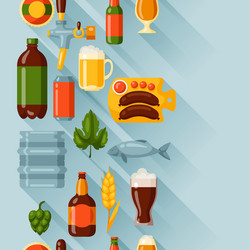 Seamless pattern with beer icons and objects vector