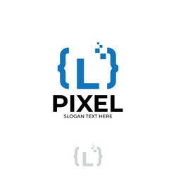 digital code logo with letter l design coding vector image