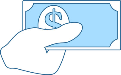 Hand putting a golden coin icon cartoon Royalty Free Vector