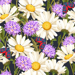 Meadow flowers and leaves seamless pattern Vector Image