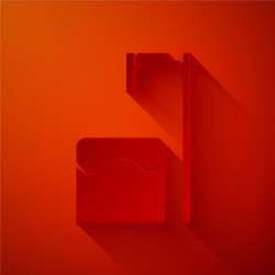 Paper cut executioner axe in tree block icon vector