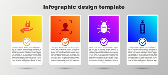 set lock in hand face recognition system bug vector image