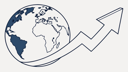 world progress globe with rising chart arrow vector image