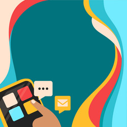 finger pressing application button presenting vector image