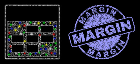 grunge margin badge and illuminated net calendar vector image