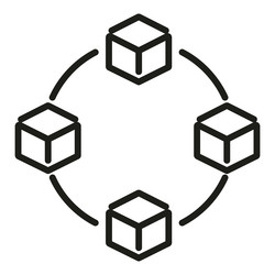 network cube icon outline block chain vector