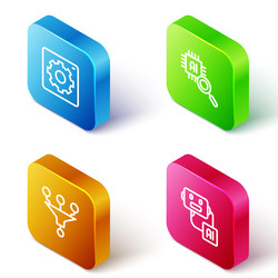 set isometric line computer api interface vector image