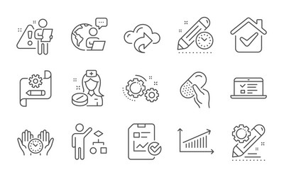web lectures gears and capsule pill icons set vector image