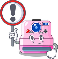 With sign cute retro instant camera on cartoon vector