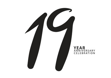19 year anniversary celebration black color Vector Image