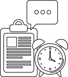 Alarm clock with checklist icon vector