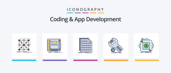 coding and app development line filled 5 icon vector image