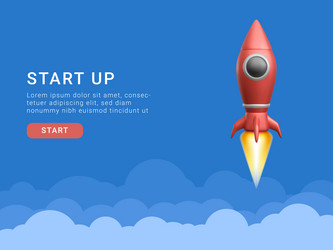 Concept for the start-up page 3d rocket flying vector