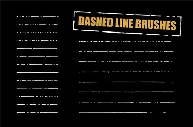 Dashed Line Brushes - Black & White Vector Image