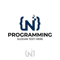 Digital code logo with letter n design coding vector
