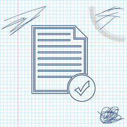 document and check mark line sketch icon isolated vector image