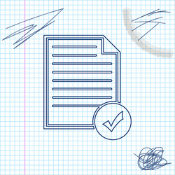 Document and check mark line sketch icon isolated vector