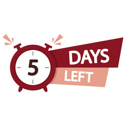 five days left countdown timer icon red bold text vector image