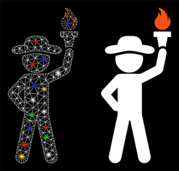 flare mesh wire frame gentleman with freedom torch vector image