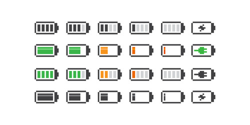 Gadget battery level icons in retro style vector