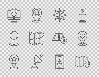 set line map pointer with star folded vector image