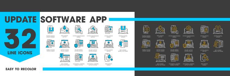 Software Update Line Icons - Set vector image