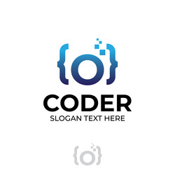 digital code logo with letter o design coding vector image