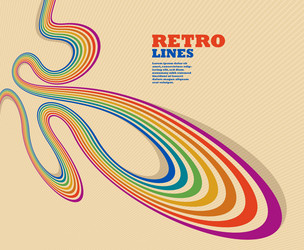 retro style abstract background with curve lines vector image