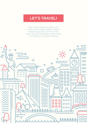 Travel composition - line flat design banner vector