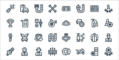 auto racing line icons linear set quality vector image