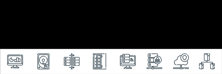 Database and servers line icons linear set vector