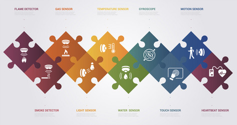 Infographic sensor template icons in different vector
