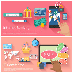 Internet banking and e-commerce concept vector