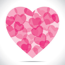 Pink heart make big shape vector