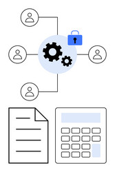 team collaboration linked by secure workflow vector image