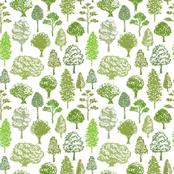 trees pattern sketch seamless green tree vector image
