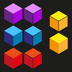 colorful cube icon 3d block figure abstract shape vector image