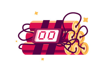 explosive dynamite icon with timer in flat style vector image