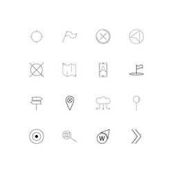 maps and navigation linear thin icons set vector image