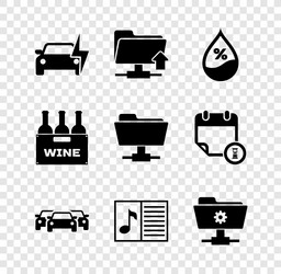 set electric car ftp folder upload water drop vector image
