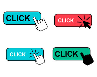 set of click here web button internet flat vector image