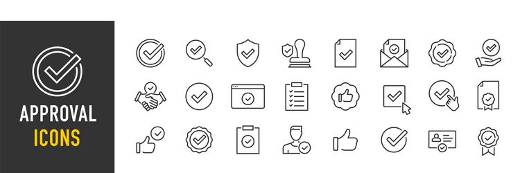 Approval web icons in line style thumpb up check vector