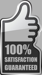 glass thumb up satisfaction guaranteed label vector