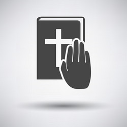 Hand on bible icon vector