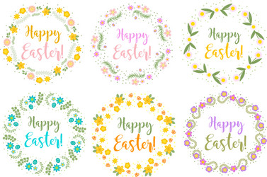 Happy easter set floral frame for text isolated vector