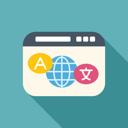 website page showing different languages around vector image