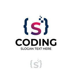 digital code logo with letter s design coding vector image