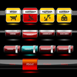 editable website buttons wth glossy and metallic e vector image