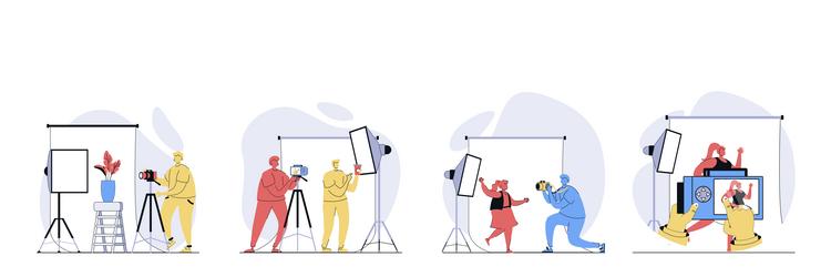 photo studio concept set in flat design for web vector image