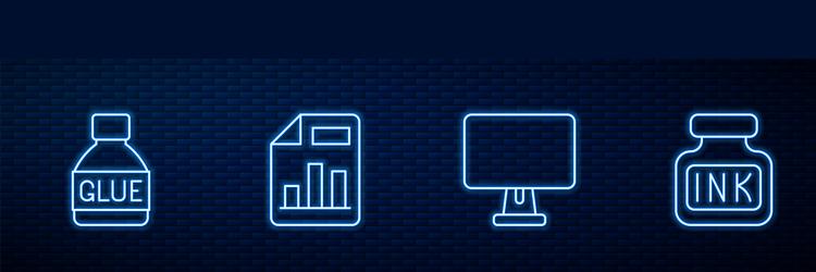 set line computer monitor glue document vector image